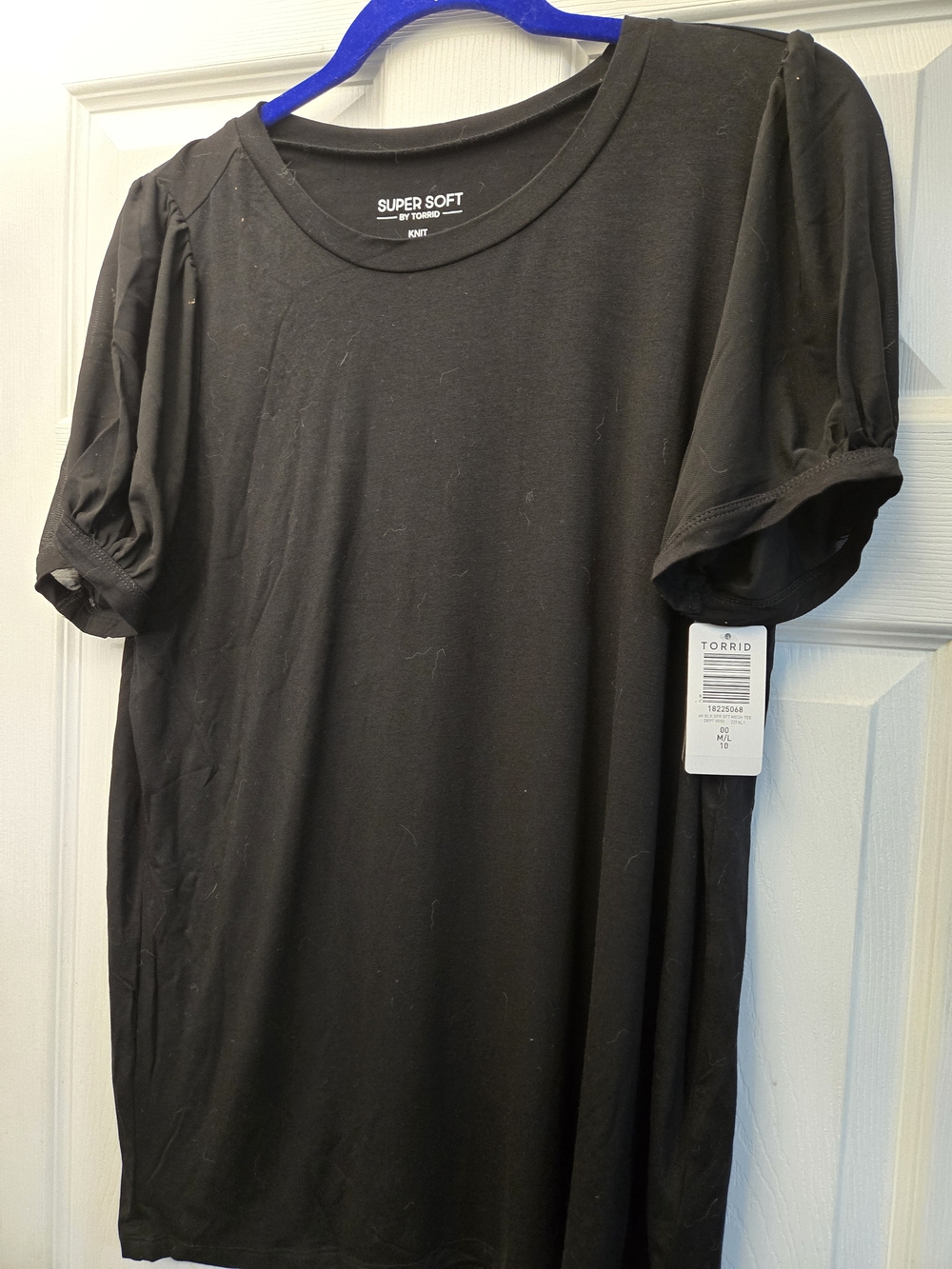 NWT Torrid Super Soft Black Short Sleeve Top With Sheer Sleeves
